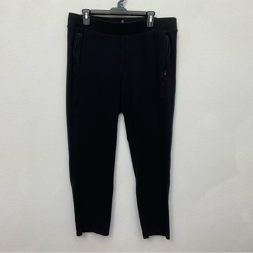 T By Talbots Black Straight Leg Pull On Cotton Blend Pants Size 1X Comfort